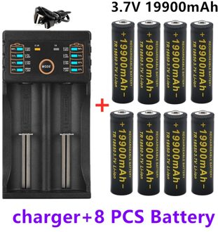 100% 18650 Lithium Batterijen Zaklamp 18650 Oplaadbare-Batterij 3.7V 19800 Mah Voor Zaklamp + Usb Lader geel