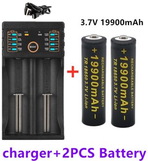 100% 18650 Lithium Batterijen Zaklamp 18650 Oplaadbare-Batterij 3.7V 19800 Mah Voor Zaklamp + Usb Lader wit