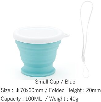 100/200/350Mltelescopic Draagbare Siliconen Opvouwbare Beker Food Grade Water Cup Reizen Drinken Ware Mok Outdoor Hars koffie Handcup 100ml blauw