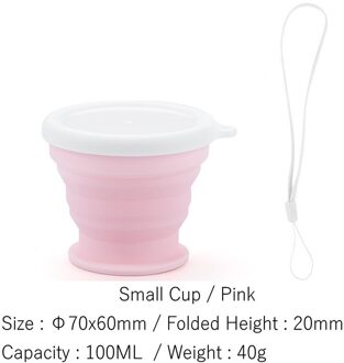 100/200/350Mltelescopic Draagbare Siliconen Opvouwbare Beker Food Grade Water Cup Reizen Drinken Ware Mok Outdoor Hars koffie Handcup 100ml roze