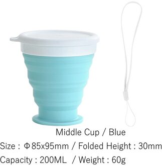 100/200/350Mltelescopic Draagbare Siliconen Opvouwbare Beker Food Grade Water Cup Reizen Drinken Ware Mok Outdoor Hars koffie Handcup 200ml blauw