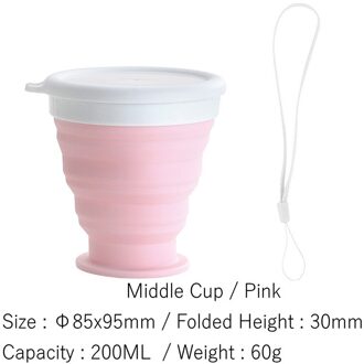 100/200/350Mltelescopic Draagbare Siliconen Opvouwbare Beker Food Grade Water Cup Reizen Drinken Ware Mok Outdoor Hars koffie Handcup 200ml roze