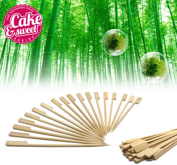 100/200 pcs 4.7 "Bamboe Spiesjes Peddel Sticks Voor BBQ Fruit Tandenstokers Feestartikelen Outdoor Tools Grill Shish
