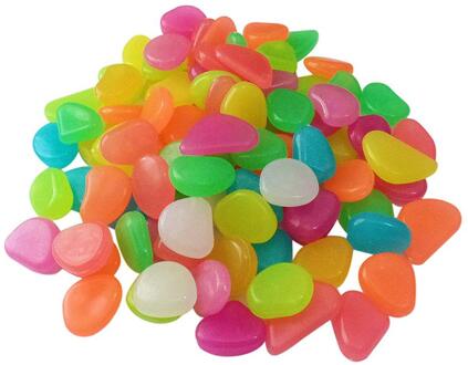 100/200 Pcs Tuin Gloeiende Pebble Aquarium Water Tank Lichtgevende Steen Tuin Loopbruggen Gazon Path Patio Yard Decor Lichtgevende pebbles gemengde kleur B 200stk