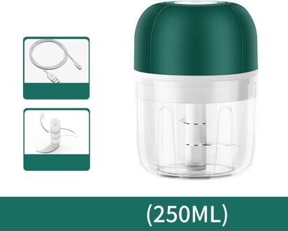 100/250Ml Elektrische Knoflook Stamper Duurzaam Mini Crusher Chopper Usb Opladen Voor Verpletterd Knoflook Geplet Gember Gemalen Verse chili groen 250ml