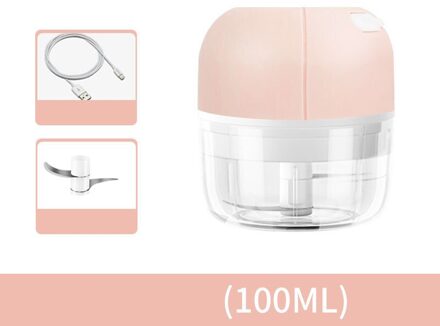100/250Ml Elektrische Knoflook Stamper Duurzaam Mini Crusher Chopper Usb Opladen Voor Verpletterd Knoflook Geplet Gember Gemalen Verse chili roze 100ml