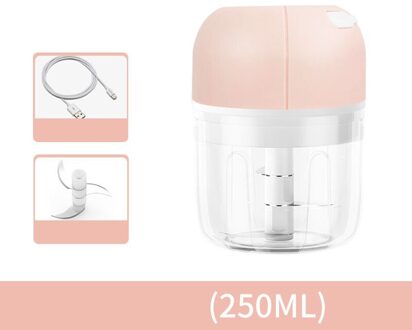 100/250Ml Elektrische Knoflook Stamper Duurzaam Mini Crusher Chopper Usb Opladen Voor Verpletterd Knoflook Geplet Gember Gemalen Verse chili roze 250ml