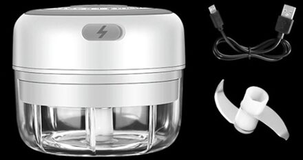 100/250Ml Elektrische Knoflook Stamper Knoflookpers Groente Chili Vlees Knoflook Chopper Druk Usb Stamper Machine Keuken Gadgets wit 100ML