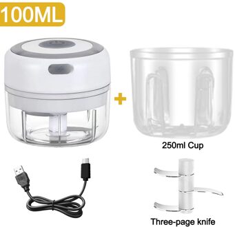 100/250Ml Mini Elektrische Knoflook Stamper Chopper Cutter Gember Stamper Machine Voor Keuken Voedsel Crusher Chili Groente Usb opladen reeks A Plus