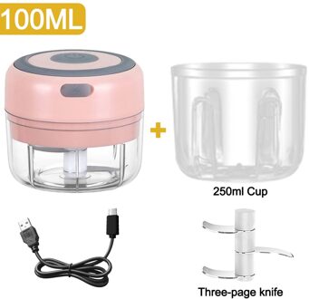 100/250Ml Mini Elektrische Knoflook Stamper Chopper Cutter Gember Stamper Machine Voor Keuken Voedsel Crusher Chili Groente Usb opladen reeks E Plus