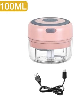 100/250Ml Mini Elektrische Knoflook Stamper Chopper Cutter Gember Stamper Machine Voor Keuken Voedsel Crusher Chili Groente Usb opladen roze reeks E