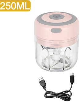 100/250Ml Mini Elektrische Knoflook Stamper Chopper Cutter Gember Stamper Machine Voor Keuken Voedsel Crusher Chili Groente Usb opladen roze reeks F