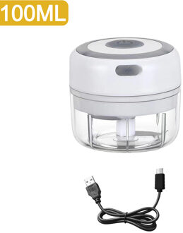 100/250Ml Mini Elektrische Knoflook Stamper Chopper Cutter Gember Stamper Machine Voor Keuken Voedsel Crusher Chili Groente Usb opladen wit reeks A