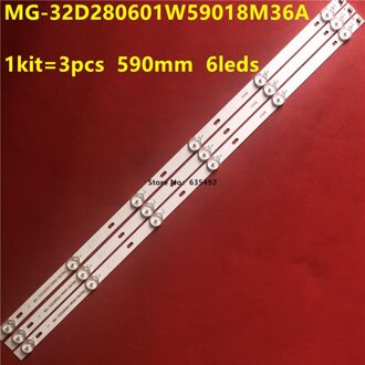 100% 3Pcs/Kit 590Mm Led Backlight Strip 6 Lampen Voor 32Inch Tv GP-3288 Strip MG-32D280601W59018M36A