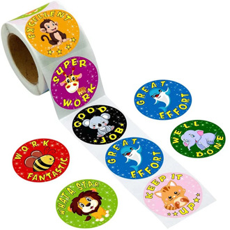 100-500 pcs/pack Cartoon Aniamls Sticker Teacher Reward Stickers School Student Encouragement Words For Kids Toy Sticker