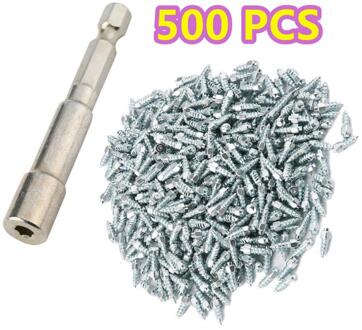 100-500 Stuks 4X12Mm Antislip Wolfraam Stalen Nagels Wiel Nagels Duurzaam Tire Boltsbolts Voor banden Premium Auto Atv Winter Emergency 500stk met Drill