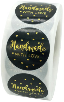 100-500pcs Black Handmade With Love 1 Inch Baking Label Wedding Sticker Party Label Decoration Envelope Seal Stationery Sticker