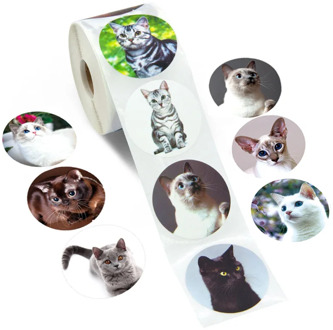 100-500pcs Creative Animals Cat Stickers 1inch Labels Reward Sticker For School Teacher Kids Smiley Stationery Sticker