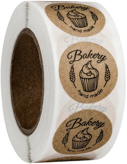 100-500pcs Kraft Paper "bakery"hand Made Stickers Scrapbooking For Cookie Boxes Seal Labels Sticker Cute Stationery Sticker 1in