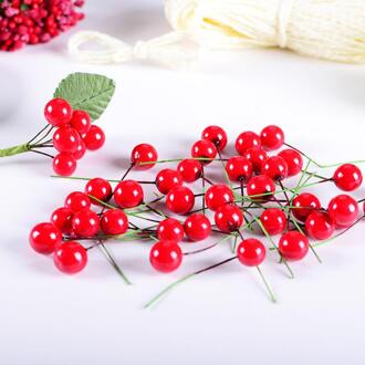 100/50Pcs Kunstmatige Red Vivid Holly Berry Ornament Garland Simulatie Plant Wedding Garden Decor DIY Craft Thuis Kerst decor 100stk 10mm- rood