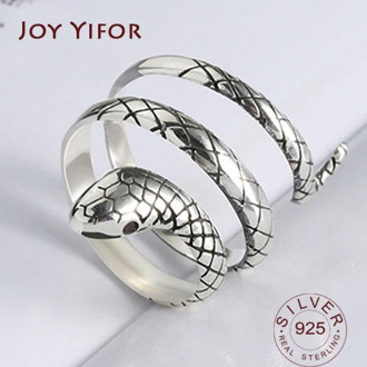 100% 925 Sterling Silver Trendy Snake Animal Lady Finger Rings Original Jewelry For Women Open Party Ring Girls Students Gift