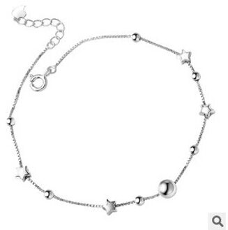 100% 925 Sterling Zilver Little Star Ladies'anklets Sieraden Vrouwen Enkelbandje Zomer