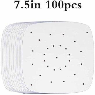 100 * Air Friteuse Liner Bamboe Steamer Papier Mat Geperforeerde 7.5/8.5/9 Inch Voor Bamboe Stoomboot, air Friteuse Cake Maken Tool 7.5duim