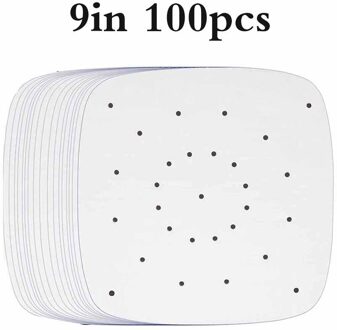 100 * Air Friteuse Liner Bamboe Steamer Papier Mat Geperforeerde 7.5/8.5/9 Inch Voor Bamboe Stoomboot, air Friteuse Cake Maken Tool 9duim