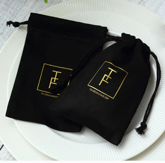 100 Black Flannel Jewellry Gift Bags Personalized Logo Jewelry Packaging Chic Drawstring Pouches for Wedding Party Decoration