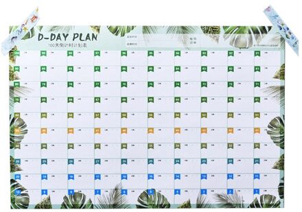 100 Dag Countdown Kalender Leren Schema Periodieke Planner Tafel Voor Kinderen Studie Planning Leren Levert groen