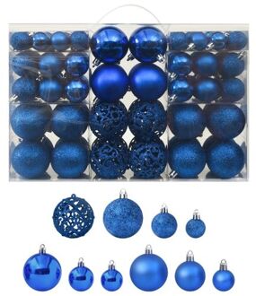 100-delige Kerstballenset blauw Multikleur