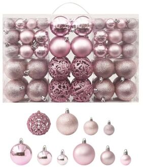 100-delige Kerstballenset roze