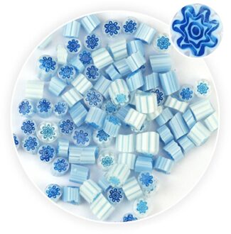 100 g/Set Bloemen Fusing Bril 7 Kleuren Mooie Millefiori Glas Magnetron Oven Accessoires voor DIY Craft Decoratie wit en blauw