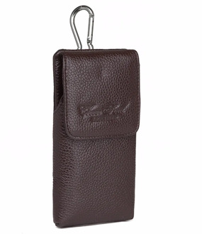 100% Genuine Leather Men Mobile Cell Phone Case Bag Male Casual Hook Cowhide Waist Bags Loop Skin Belt Fanny Pack High Quality