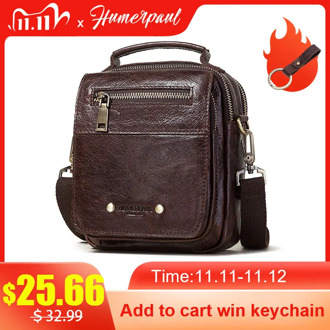 100% Genuine Leather Men's Crossbody Bag Capacity Casual Business Messenger Bag Male Spliter Vintage Flap Shoulder Bag