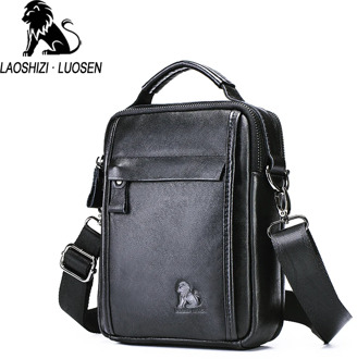 100% Genuine Leather men's Shoulder bag Vintage leather man Messenger Bags Casual Crossbody bag zipper handbag for male