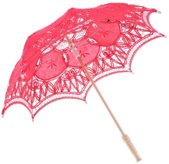 100% Handgemaakte Kant Parasol Parasol Wedding Bridal 23 Inch Kids Maat rood