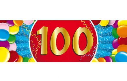 100 jaar leeftijd sticker - 19 x 6 cm - 100 jaar verjaardag - jubileum - versiering Multi