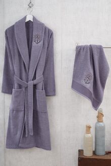 100% Katoen Badjas En Handdoek Set Lange Dikke Badstof Voor Man Bad Zachte Ontspannen Dressing Gown Bruidsmeisje Gewaden Absorberende Size M/L Kimono-badjas voor de winter Herfstkleur Maat L / M Anthracite