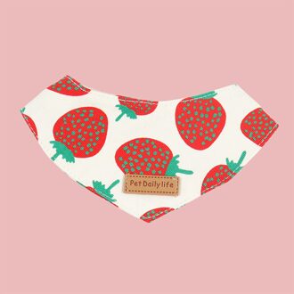 100% Katoen Fruit Patroon Huisdier Speeksel Handdoek Driehoek Sjaal Kat Kraag Kleine Hond Kat Bib Comfortabele Kleine Hond Accessoires Kittens aardbei / M