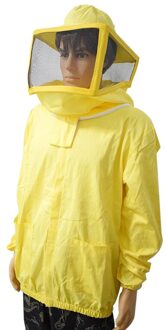 100% Katoen Geel Bijenteelt Jacket Met Hekwerk Sluier Bee Jas Met Vierkante Sluier Imker Pak Size L