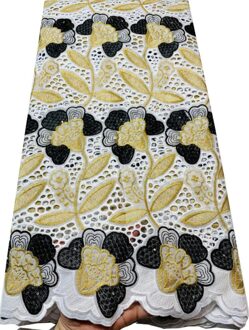 100% Katoen Geel Nigeriaanse Zwitserse Voile Kant Zwitserland 2022 Afrikaanse Borduurwerk Kant Stof Voor Bruiloft VSH080 AS PIC3