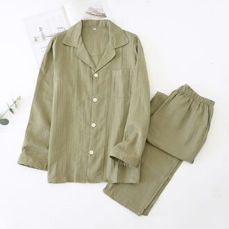 100% Katoen Heren Pyjama Set Eenvoudige Stijl Volledige Mouw Lange Knop Shirt Broek Casual Man Thuis Nachtkleding Big Size kpacotakowka stijl 1 / Xl