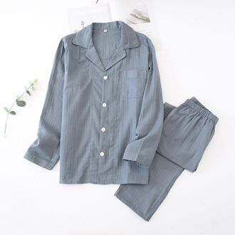 100% Katoen Heren Pyjama Set Eenvoudige Stijl Volledige Mouw Lange Knop Shirt Broek Casual Man Thuis Nachtkleding Big Size kpacotakowka stijl 2 / M