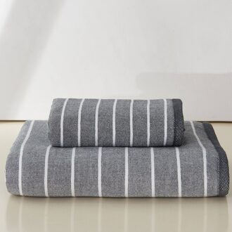 100% Katoen Streep Volwassene En Kinderen Familie Gezicht Handdoek Badkamer Zachte Absorberende Washandje Huishoudelijke Travel Gym 34x74cm grijs