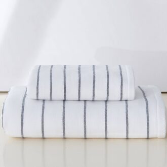 100% Katoen Streep Volwassene En Kinderen Familie Gezicht Handdoek Badkamer Zachte Absorberende Washandje Huishoudelijke Travel Gym 34x74cm wit