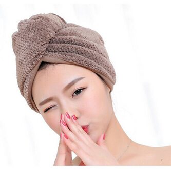 100% Katoen Tulband Twist Droge Douche Microfiber Haar Wrap Handdoek Cap Drogen Bad Spa Hoofd Bad Tulband koffie