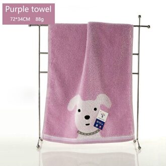 100% katoenen handdoeken Cartoon hond afbeelding goed water imbibitie Mode sfeer Twijnloze proces Zacht en comfortabel Paars