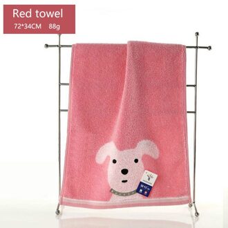 100% katoenen handdoeken Cartoon hond afbeelding goed water imbibitie Mode sfeer Twijnloze proces Zacht en comfortabel Rood