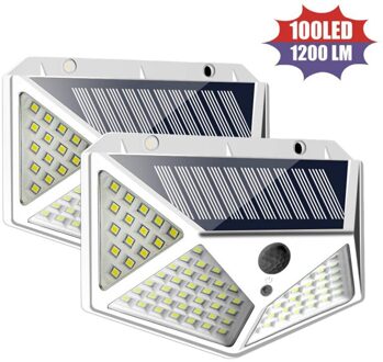 ✈100 Led Solar Power Motion Sensor Wandlamp Solar Outdoor Lampen Tuin Lamp Waterdicht Zonne-energie Wandlampen 1/2/4 Pcs 2stk